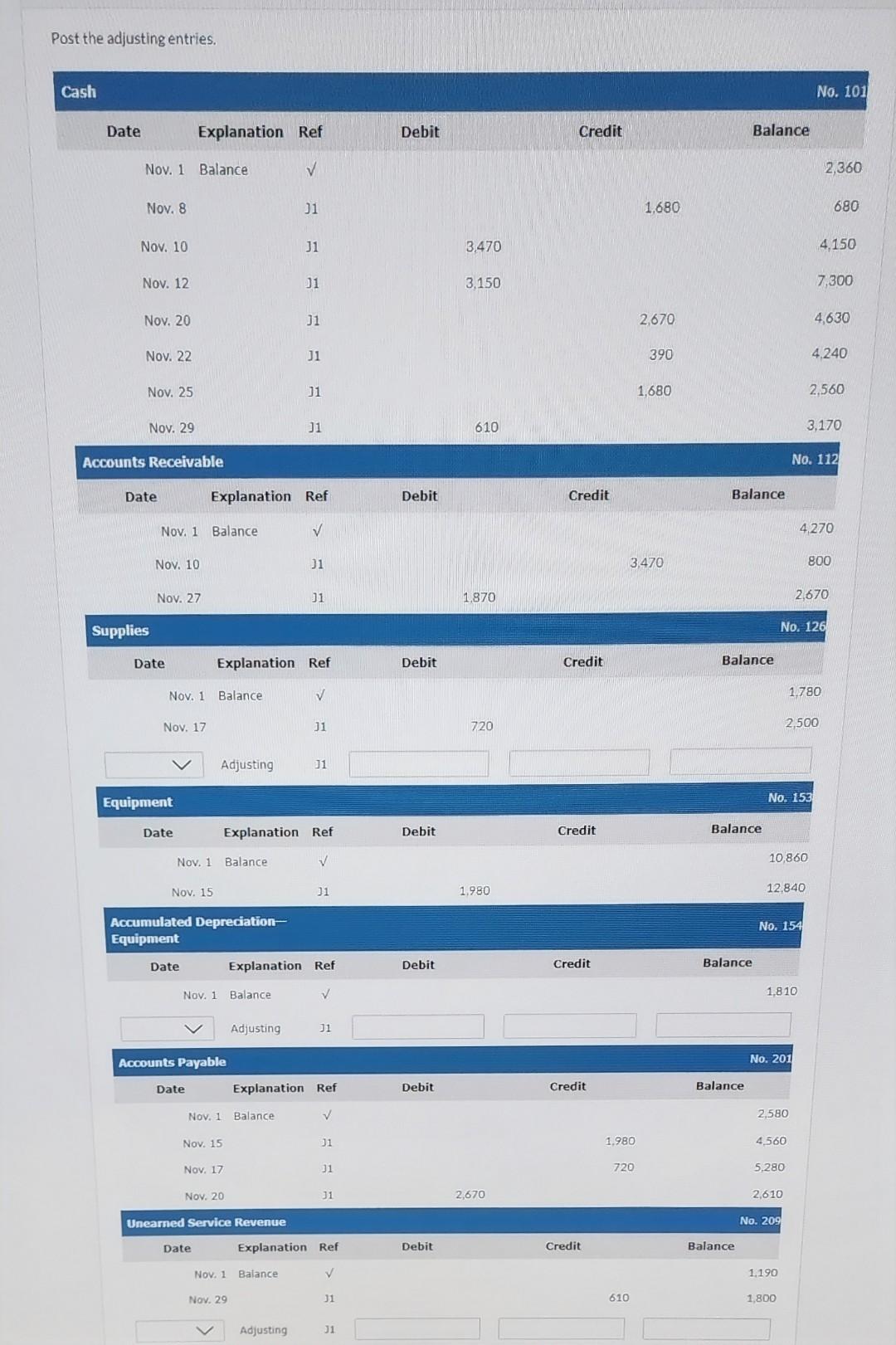 $1,870 for these services. 29 Received $610 from customers for future service.