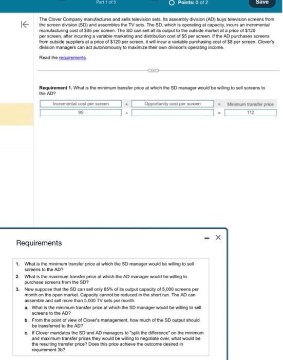  Answer and Label Each Part 1 through 5: The Clover Company