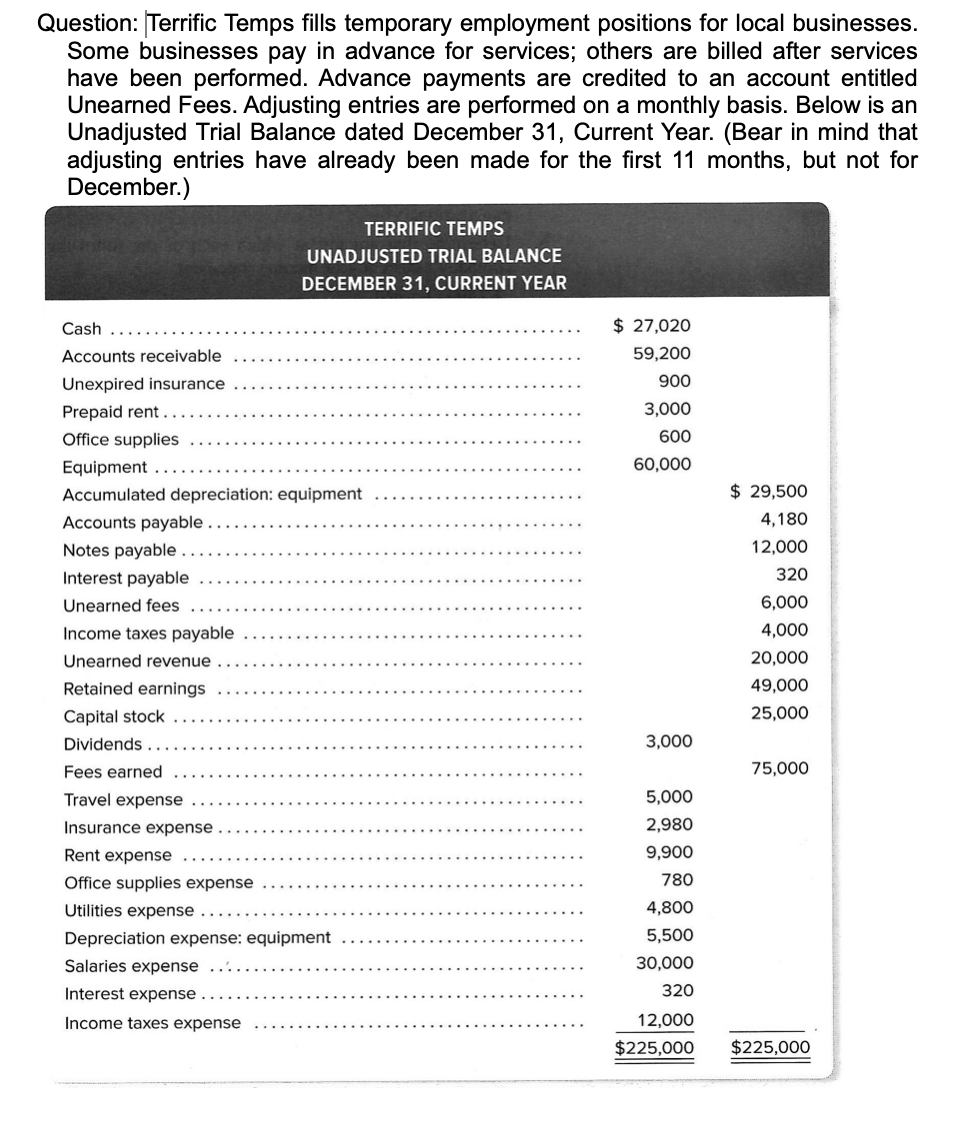  Please answer b and c. Question: Terrific Temps fills temporary employment