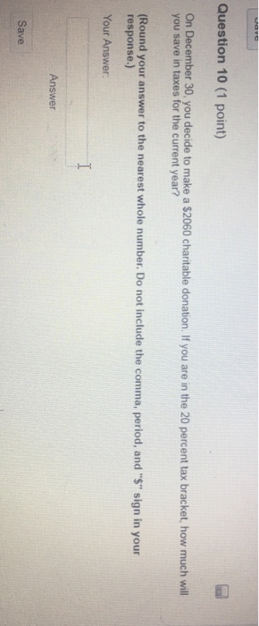  On December 30, you decide to make a $2060 charitable donation.