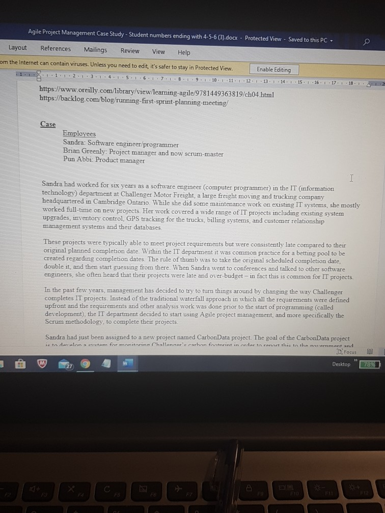  please answer 2 and 3 questions Agile Project Management Case Study