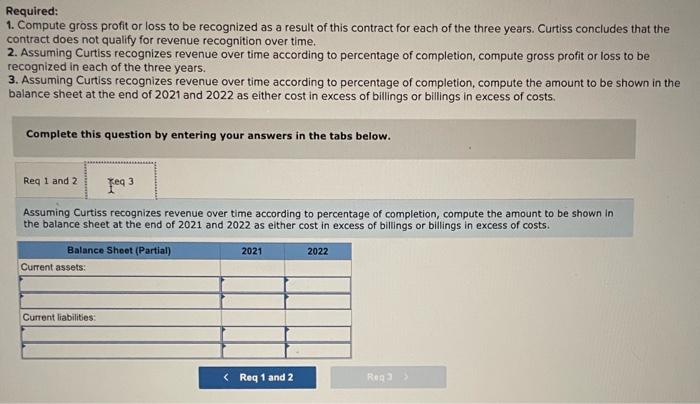 Required: 1. Calculate the amount of revenue and gross profit (loss) to