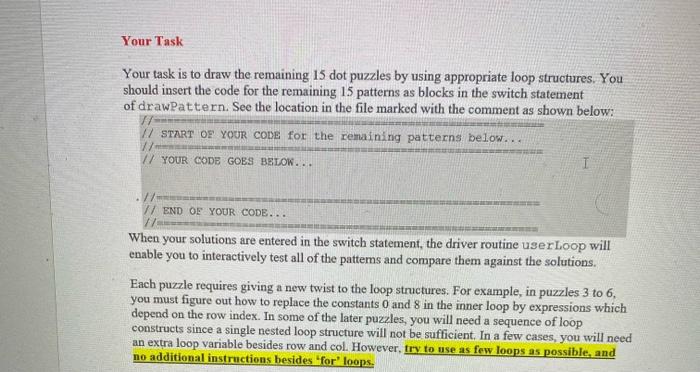 you will draw a series of 16 dot patterns using nested for
