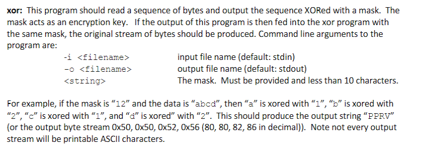  Programmed in C! xor: This program should read a sequence of