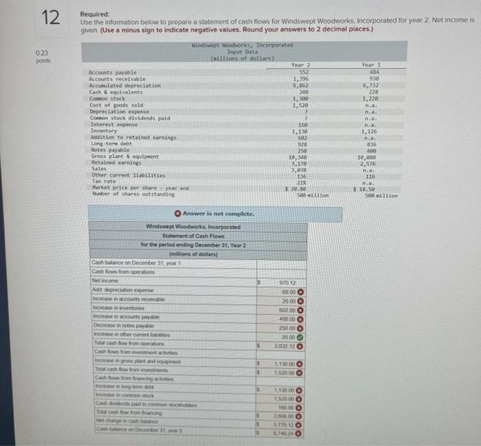  Required: Use the information below to prepare a statement of cash