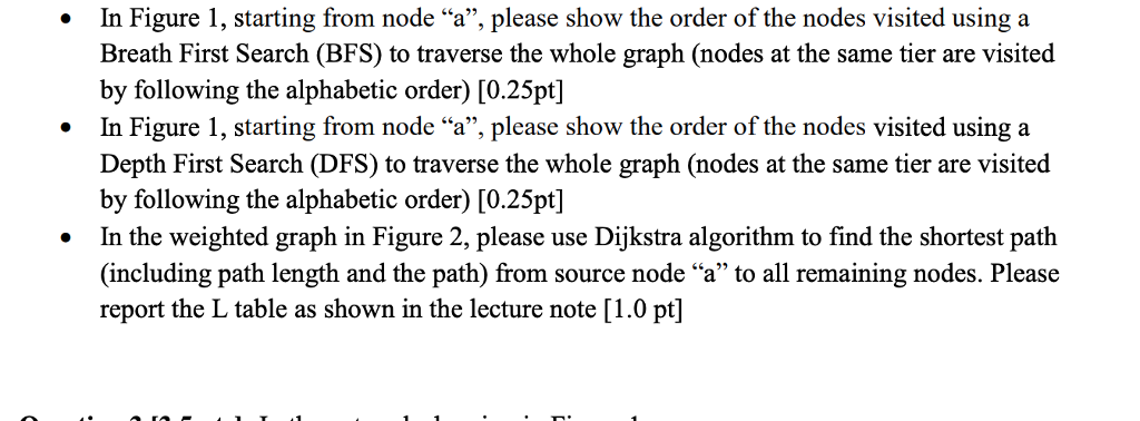  In Figure 1, starting from node "a", please show the order