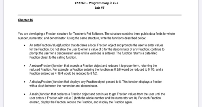 Fraction structure for Teacher's Pet Software. The structure contains three public data