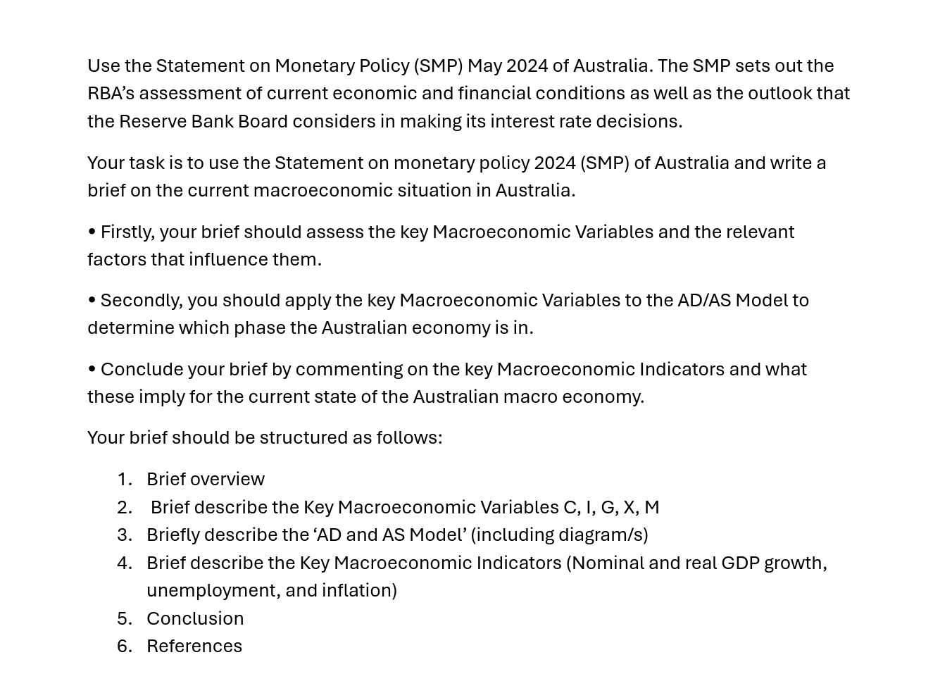  Use the Statement on Monetary Policy (SMP) May 2024 of Australia.