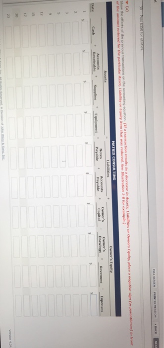 firm, Matrix Consulting, on May 1, 2017. The following transactions occurred during