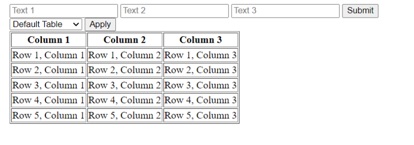  Creating an HTML project with a table and form elements using