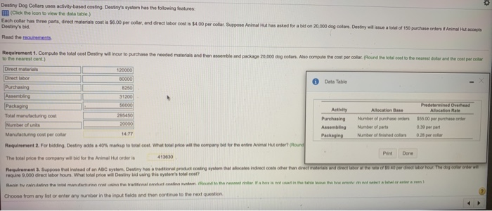 features: (Click the icon to view the datatable) Each collar has three