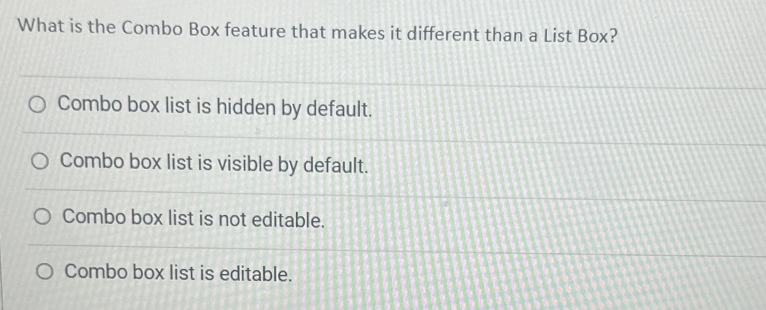  What is the Combo Box feature that makes it different than