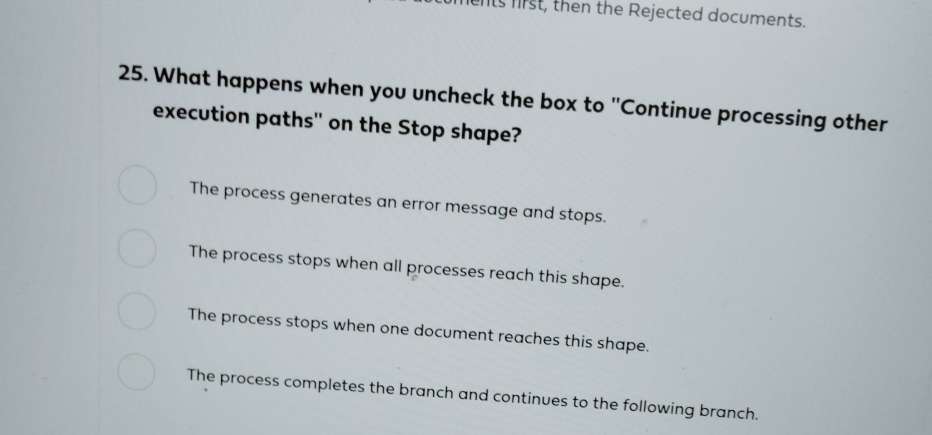  What happens when you uncheck the box to "Continue processing other