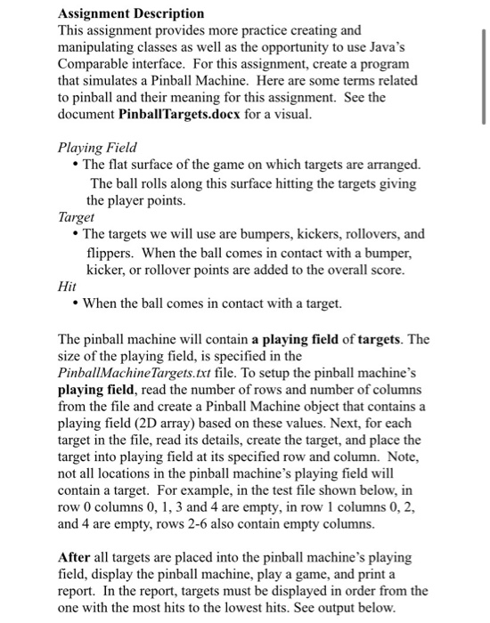 *** in java *** PinballMachineTarget.txt play.txt just looking for a good idea