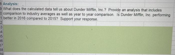 data provided below, calculated the requested ratios and analysis. Use the 6