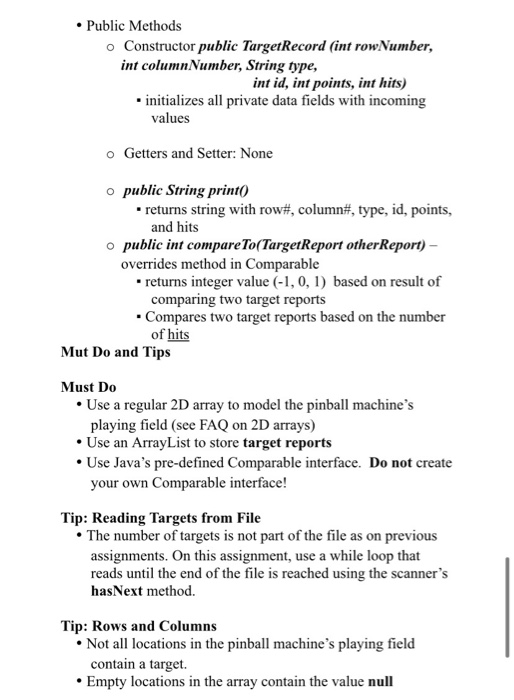 PinballTargets.docx for a visual. Playing Field The flat surface of the game