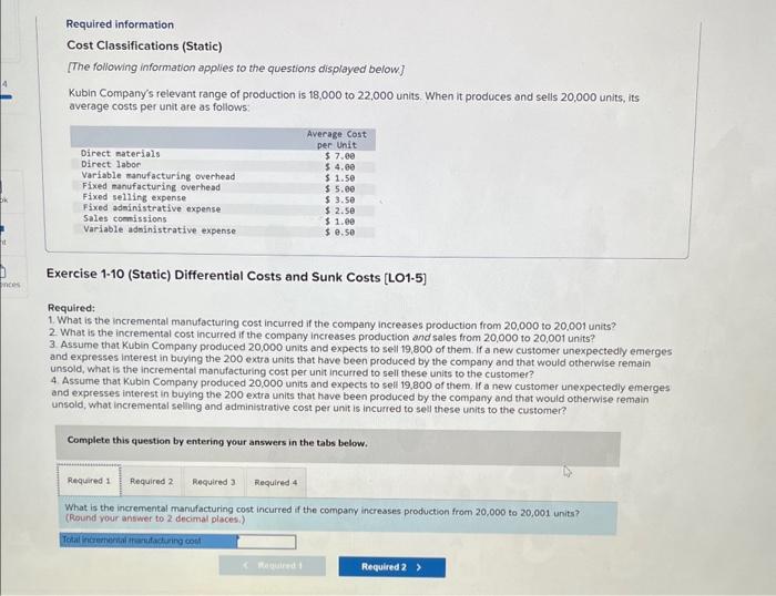  required 1 required 2 required 3 required 4 Required information Cost