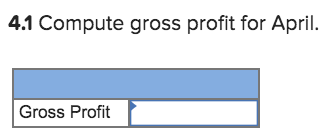 for April (direct labor, direct materials, and applied overhead), and the total