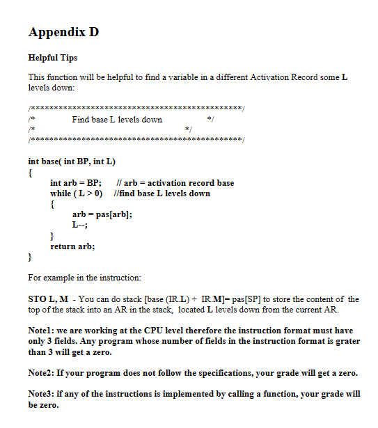 example in Appendix C. A deduction of 5 points will be applied