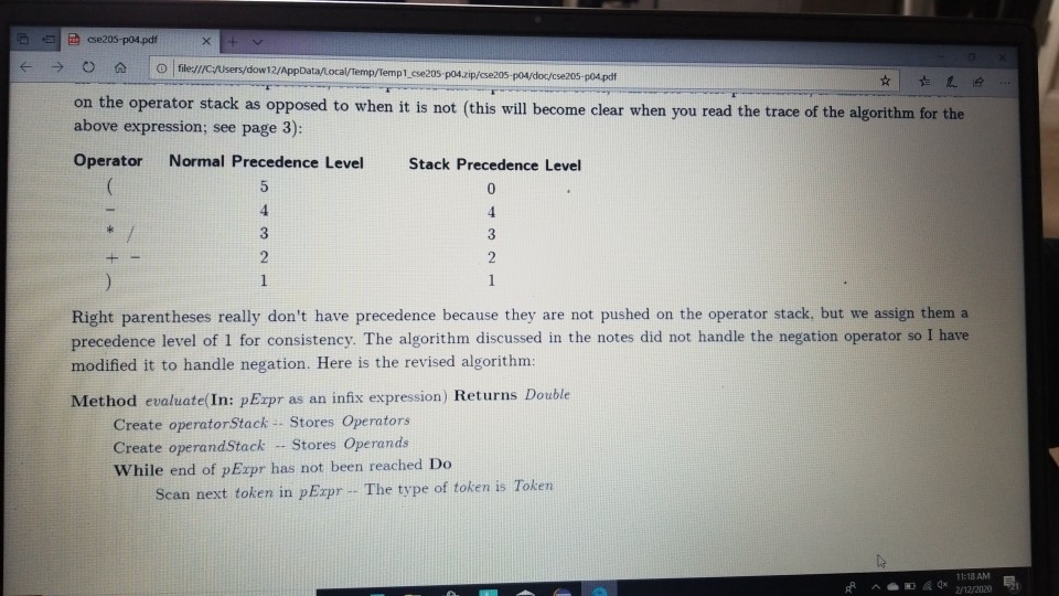 information. . the trace I was given the classes I was given