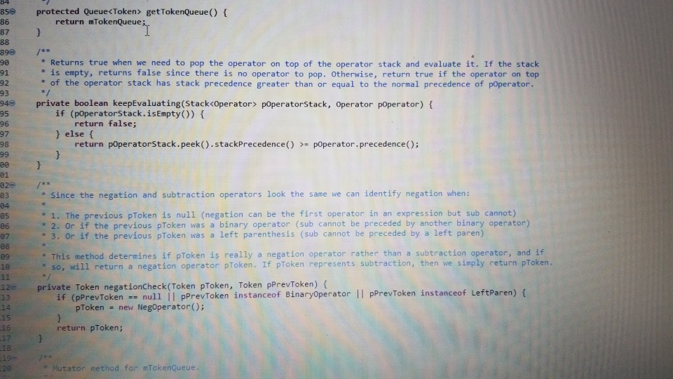 not handle the negation operator so I have modified it to handle