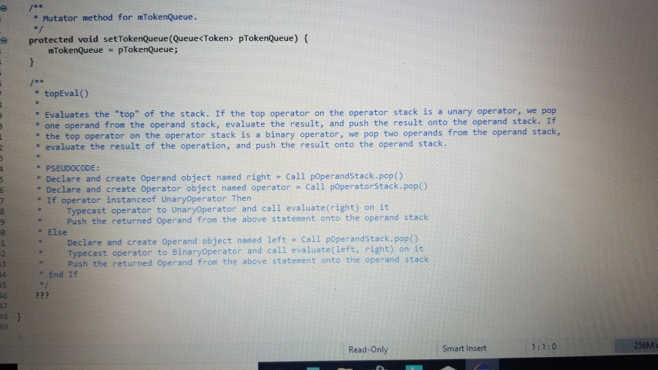 negation. Here is the revised algorithm: Method evaluate(In: pExpr as an infix