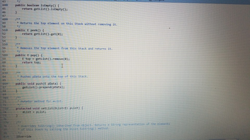 to Operand object named number operandStack.push(number) ElseIf token is an InstanceOf LeftParen