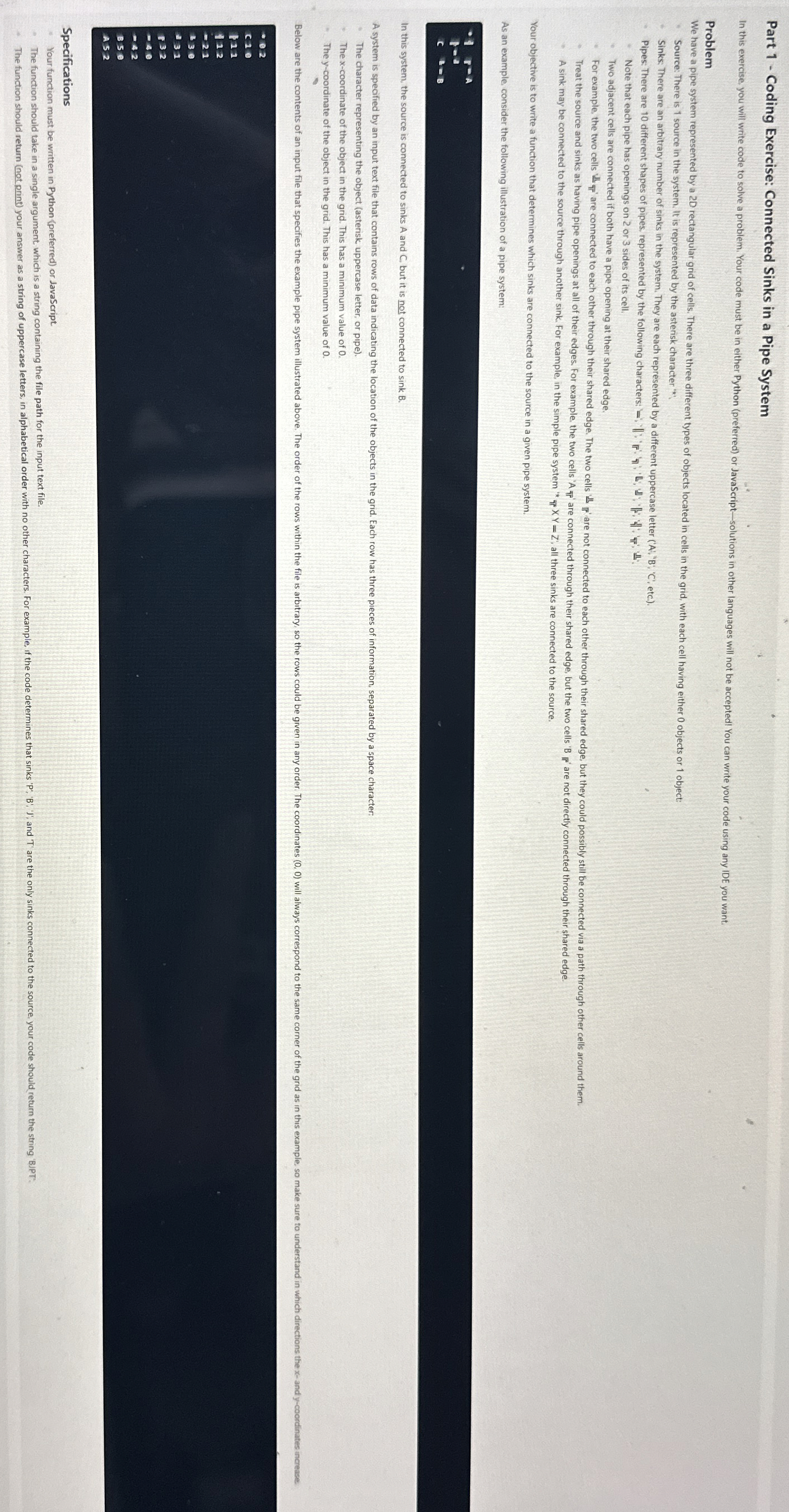  Part 1- Coding Exercise: Connected Sinks in a Pipe System In