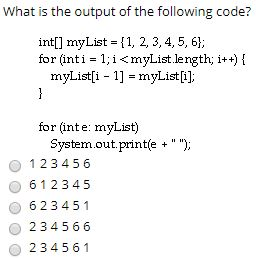 Java Multiple Choice Question What is the output of the following code?