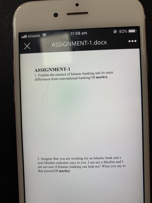  @ 92% 11:08 am ..tl etisalat X ASSIGNMENT-1.docx ASSIGNMENT-1 1. Explain
