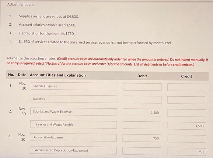  NEED HELP ASAP PLEASE Adjustment data: 1. Supplies on hand are