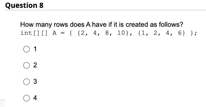  How many rows does A have if it is created as