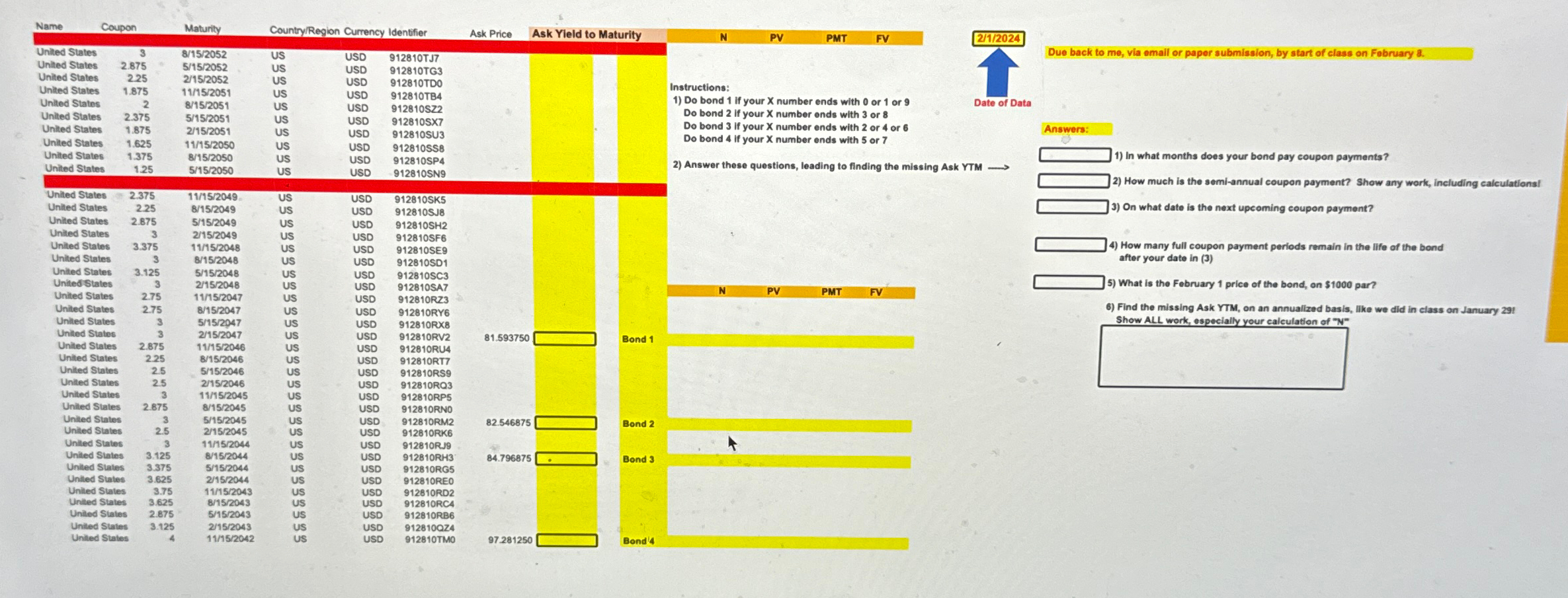  Do bond 12) Answer these questions, leading to finding the missIng
