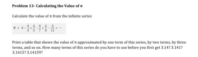  in java sript Problem 13- Calculating the Value of Calculate the