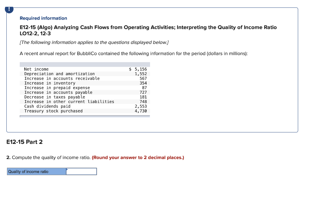 the questions displayed below.) A recent annual report for Bubblico contained the