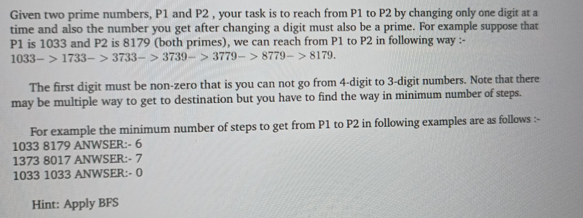 Given two prime numbers, P1 and P2 , your task is