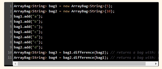 an ArrayBag object that contains all the elements that are in this