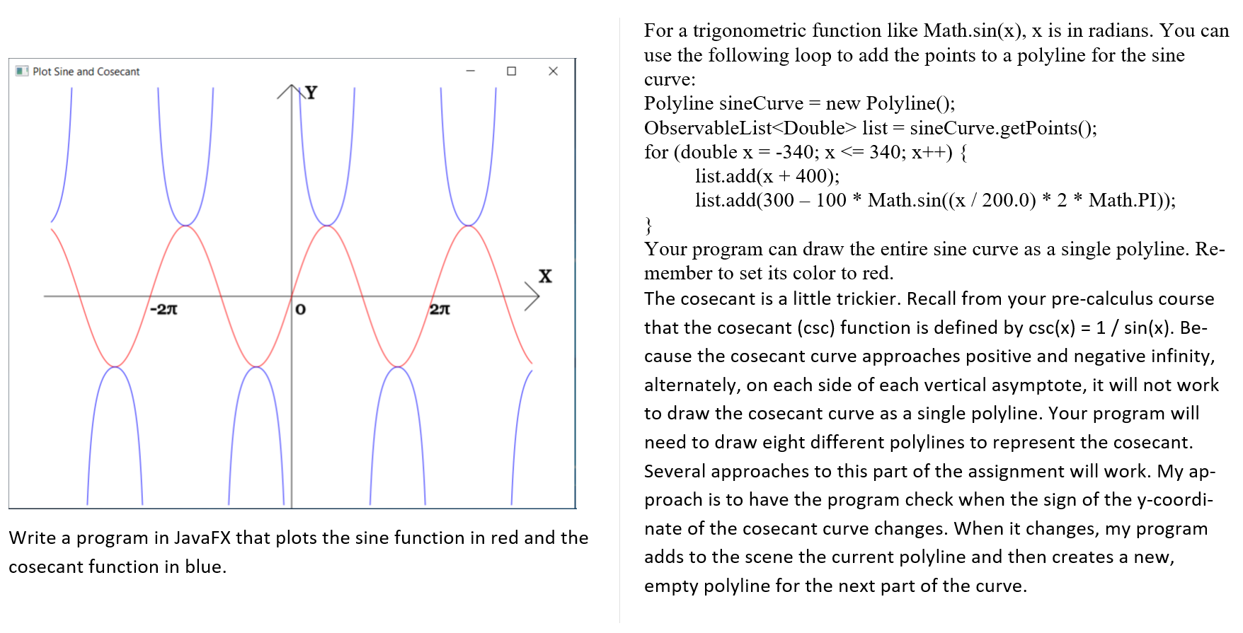  Plot Sine and Cosecant - 0 X For a trigonometric function