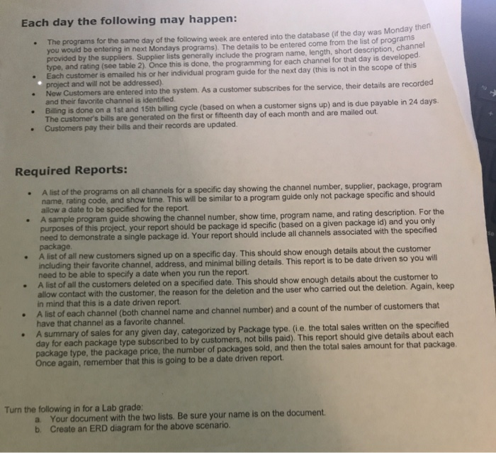 ERD One of the first processes performed in developing a new database