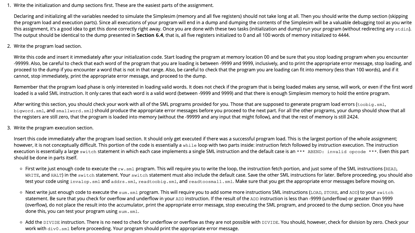 a simple machine. All information in the Simplesim is handled in terms