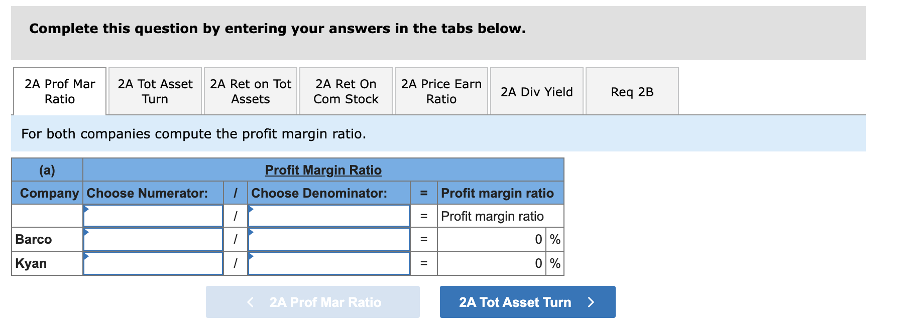 Comparative ratio analysis LO P3 [The following information applies to the questions