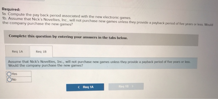 questions displayed below.) Nick's Novelties, Inc., is considering the purchase of new