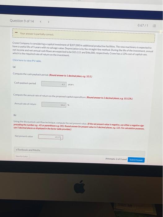 answer part b, the value in the box is incorrect Question 9