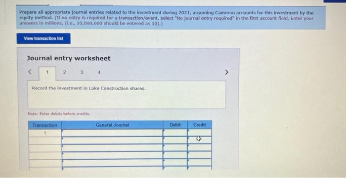 construction shares. 2. Record the investors share of net income. 3. Record