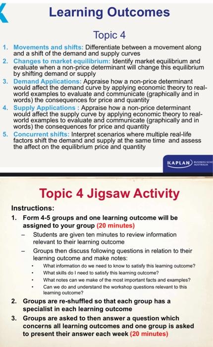  Learning Outcomes Topic 4 1. Movements and shifts: Differentiate between a