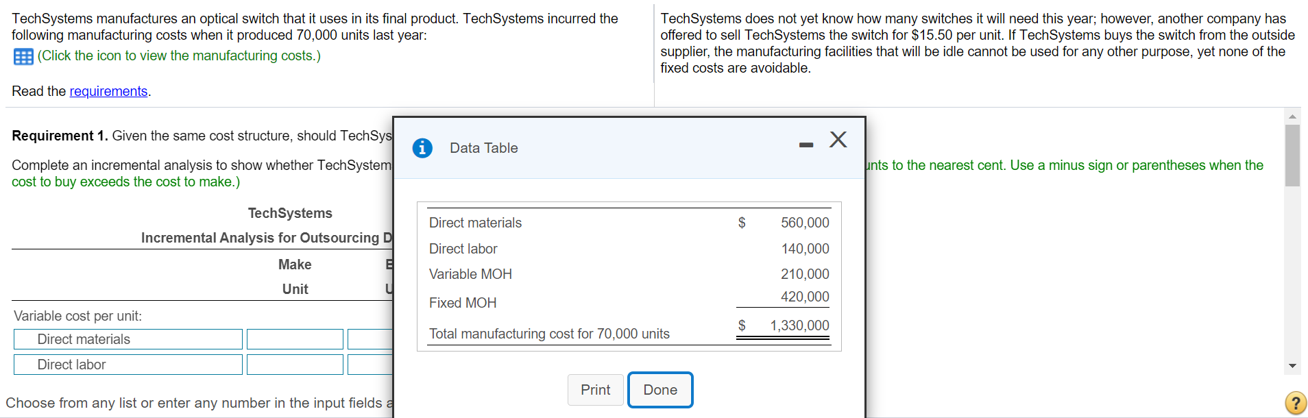 TechSystems manufactures an optical switch that it uses in its final product.