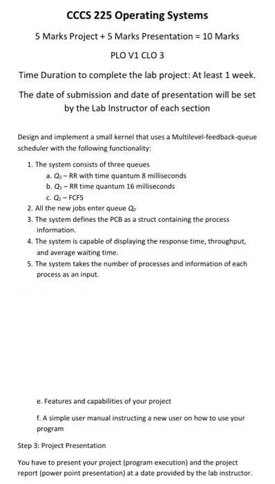  5 Marks Project + 5 Marks Presentation = 10 Marks PLOV1CLO3