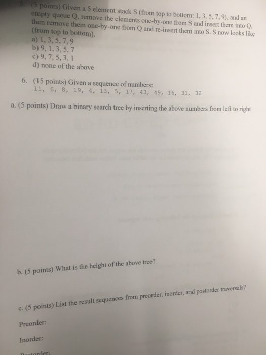  please solve in c++ please (5 points) Given a 5 element