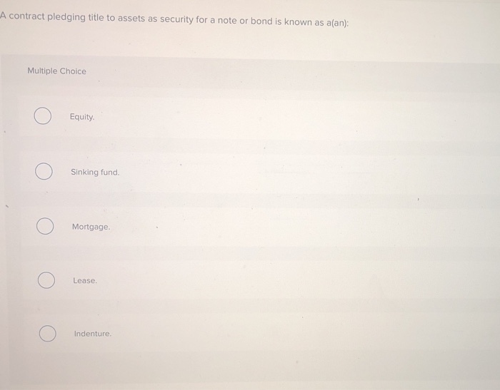  A contract pledging title to assets as security for a note