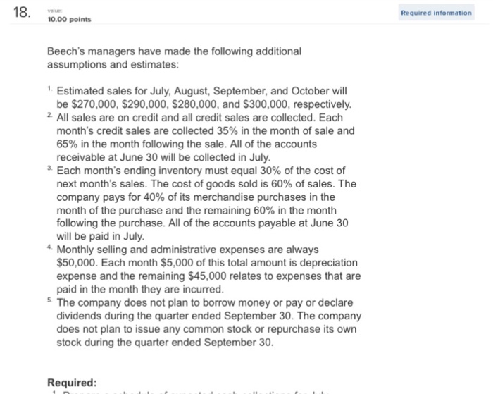 is a merchandising company that is preparing a master budget for the